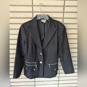 NEW Michael Kors Blazer with Zipper Accent Pockets Size 12 Lined Black